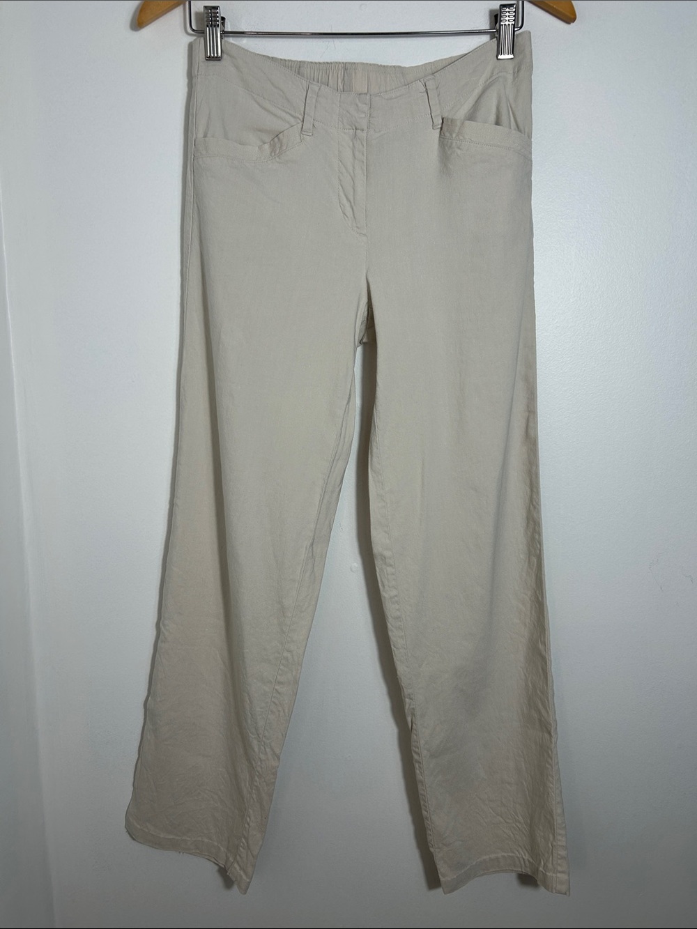 J. Jill Linen Stretch Wide Leg Pants Women’s Size 4 Light Cream Pull-On